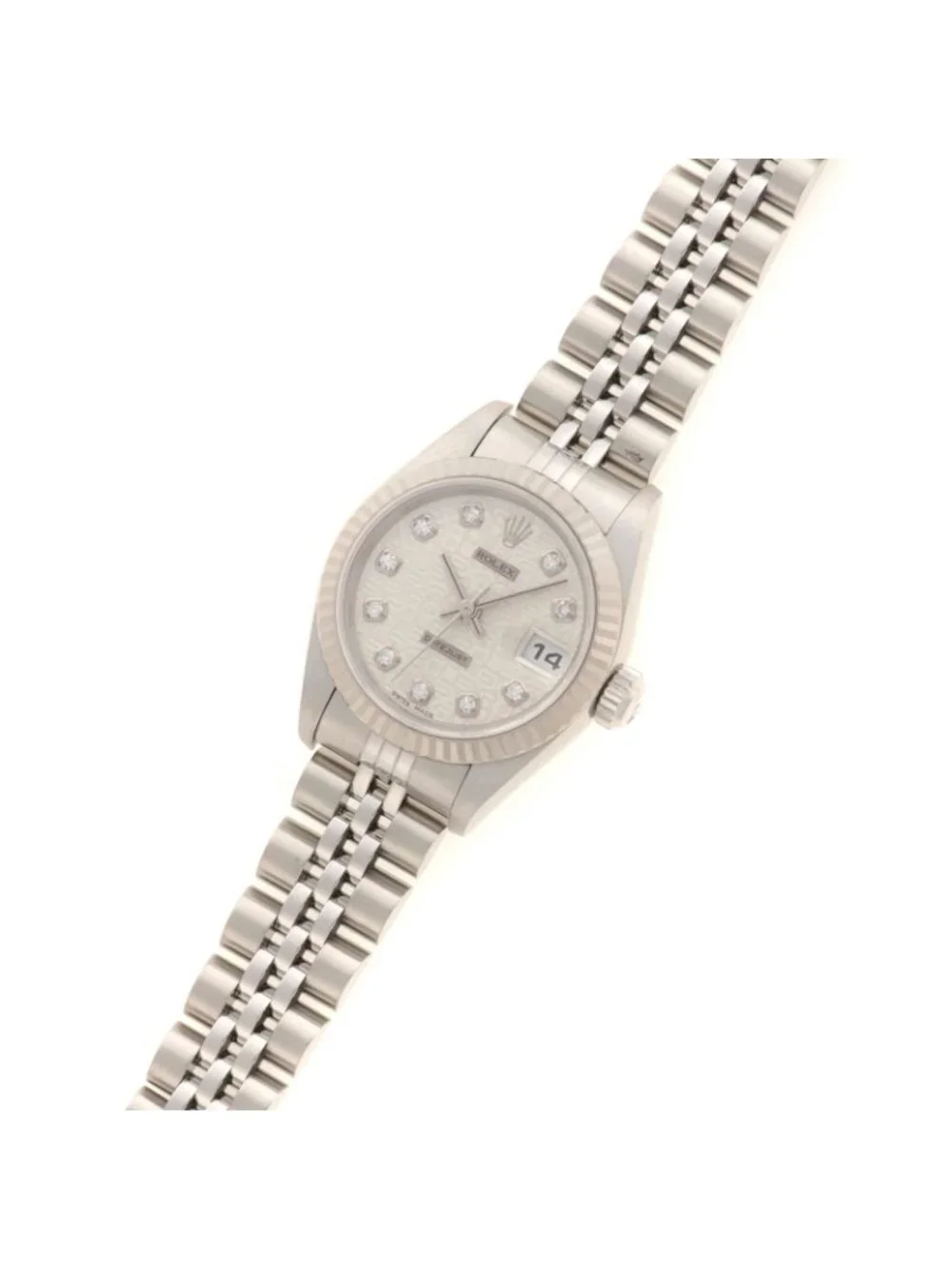 Rolex Datejust 26 Watch Stainless Steel 18k White Gold Diamond Silver Jubilee